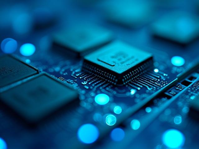 Close-up of ASIC hardware submerged in crystal clear dielectric fluid