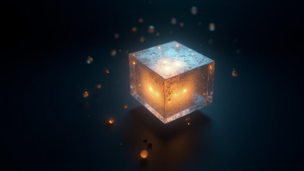 A singular glowing crystalline block representing the digital jackpot reward